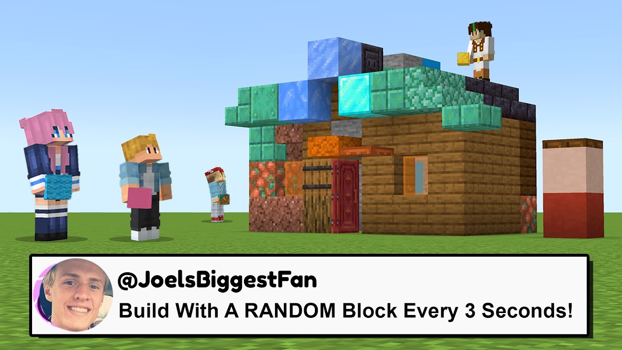 Minecraft BUILD BATTLE But The Blocks Are RANDOM! /w LDShadowLady, SmallishBeans & Oli!