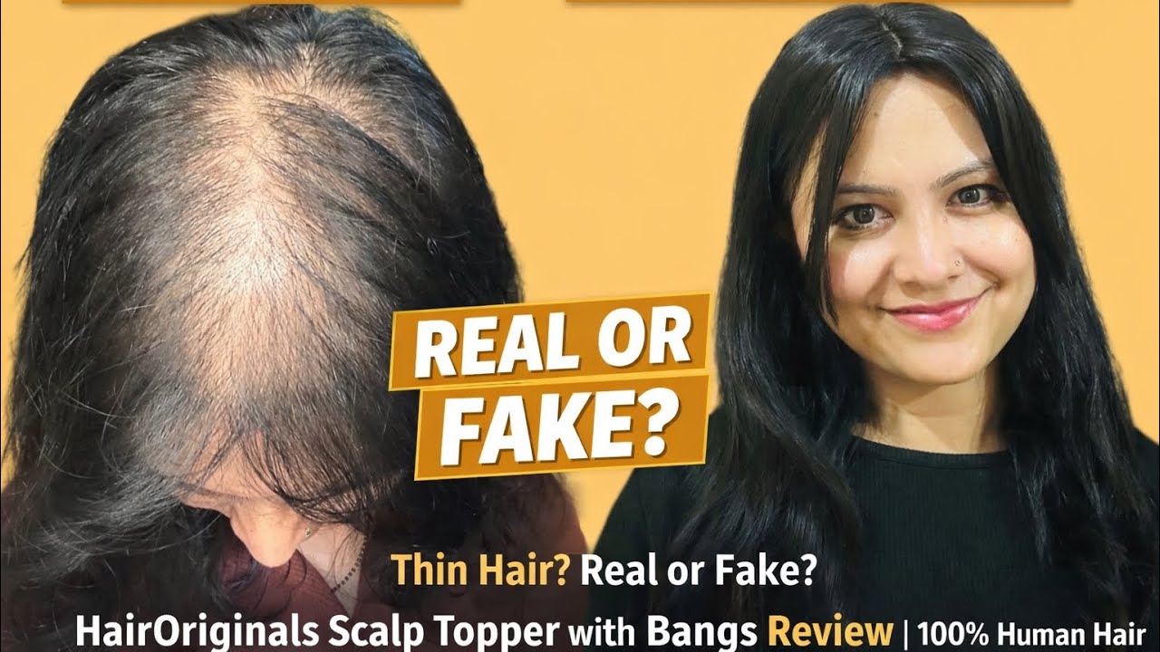 HairOriginals Scalp Topper with Bangs | 100% Human Hair Honest Review| Scalp Topper for Hair Loss | 