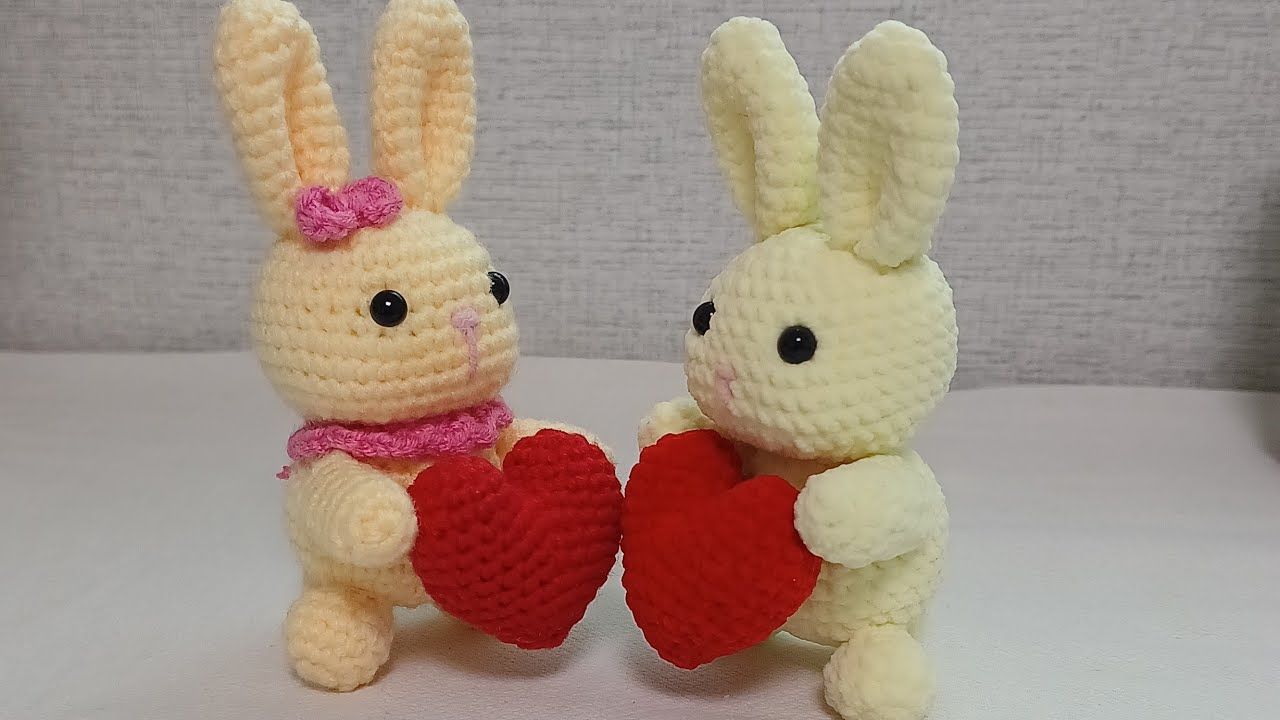 Easy Heart Bunny Crochet Tutorial 🐰❤️ (Easy Amigurumi for Beginners) 하트 토끼. အသဲကိုင်ယုန်ရုပ်ထိုးနည်း