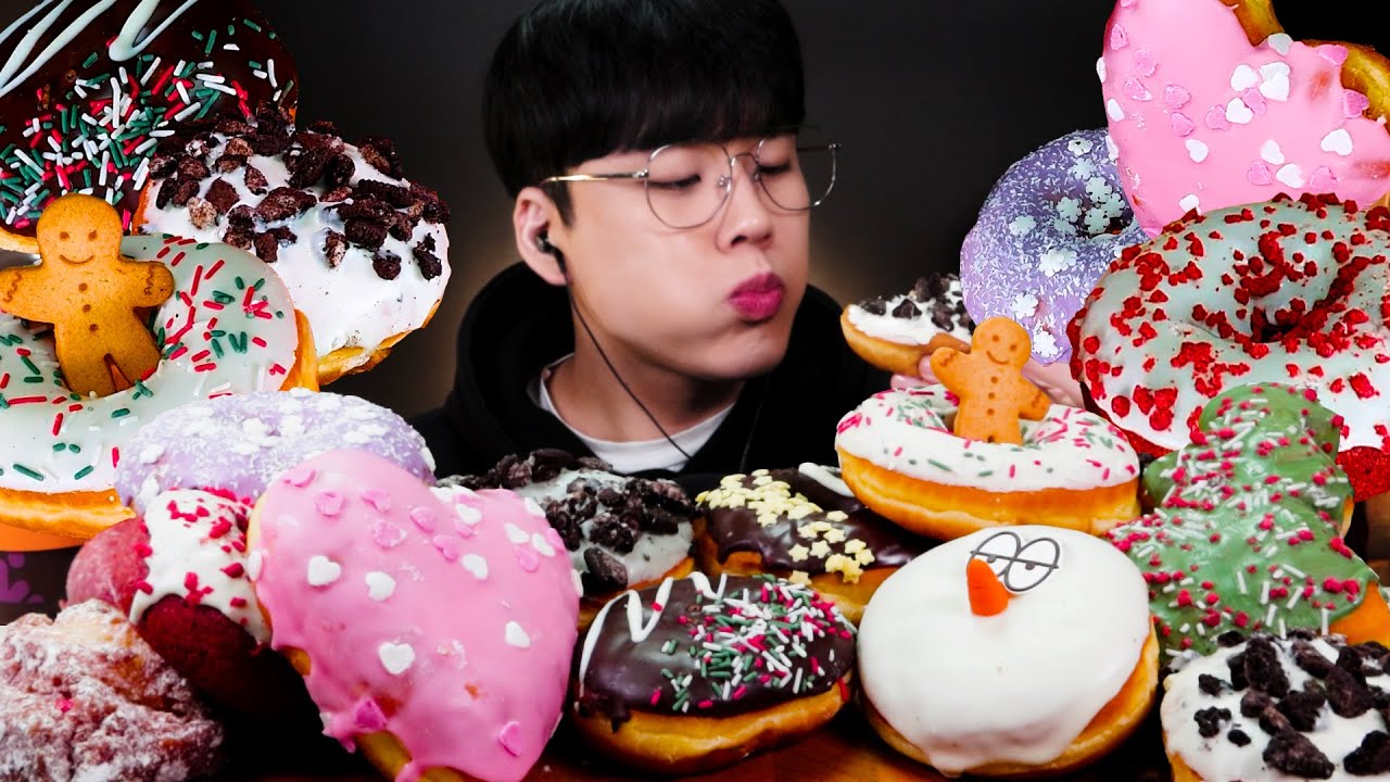ASMR🍩🎄던킨도넛 13가지 겨울 신메뉴 도넛 먹방 리얼사운드 DUNKIN' DONUTS MUKBANG REAL SOUND ダンキンドーナツ