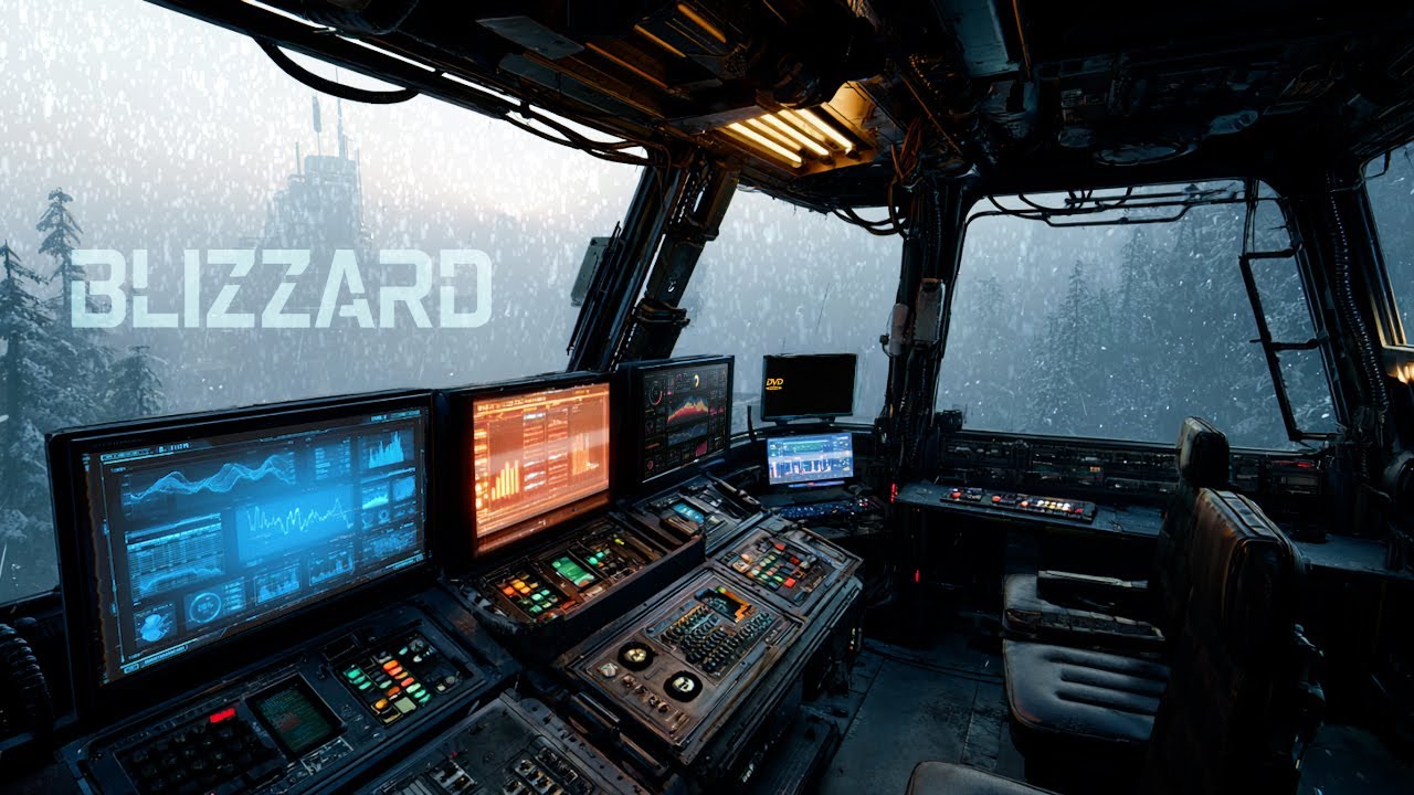 CONTROL ROOM IN BLIZZARD | 2h Radio Chatter + Blizzard Ambience