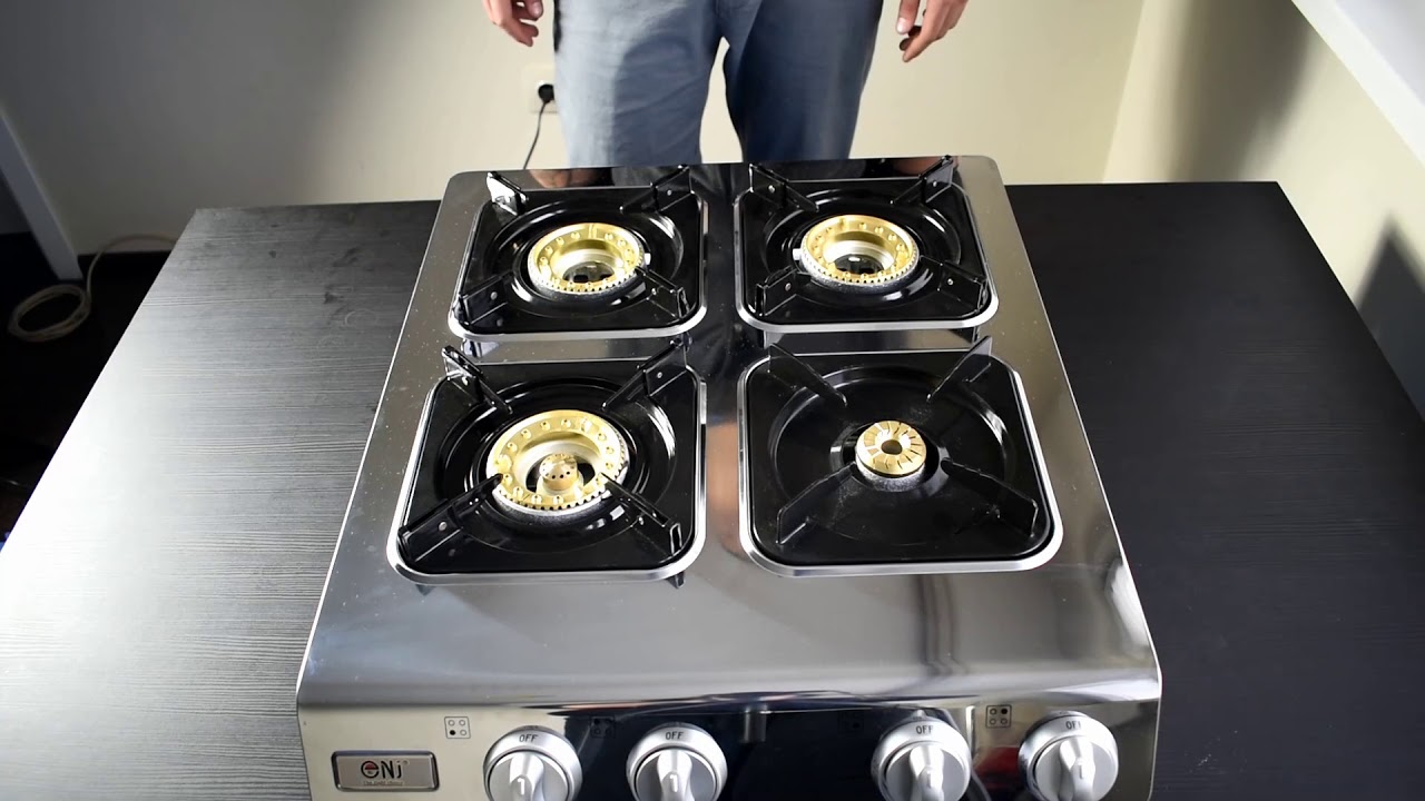 NGB-400 Portable Stainless Steel Gas Stove Cooker 4 Burners and Wok Function