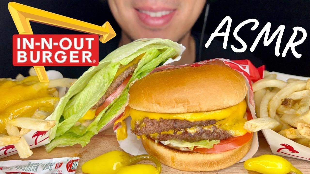 ASMR EATING | IN N OUT DOUBLE DOUBLE + CHEESEBURGER PROTEIN STYLE + CHEESE FRIES | MUKBANG