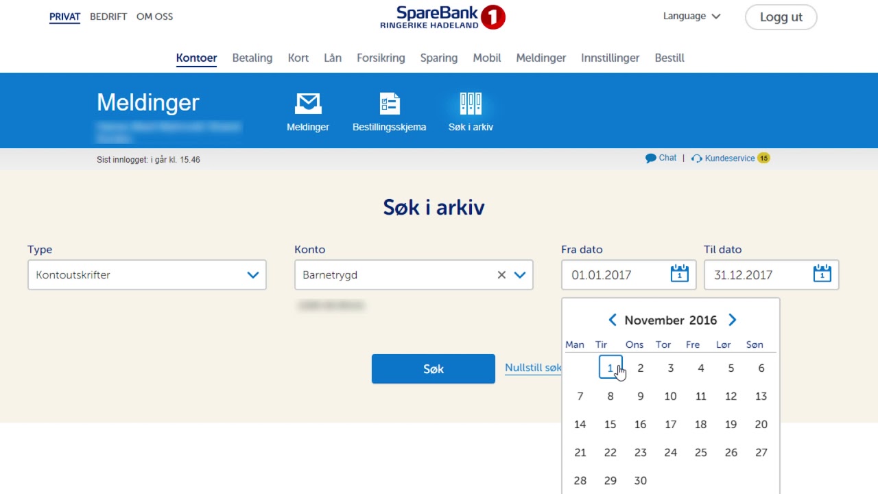 Nettbank kontoutskrifter
