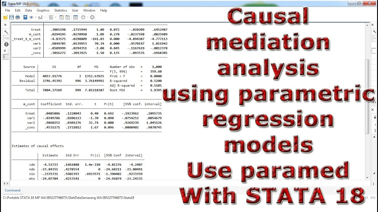 Causal mediation analysis using parametric regression models Use paramed With STATA 18