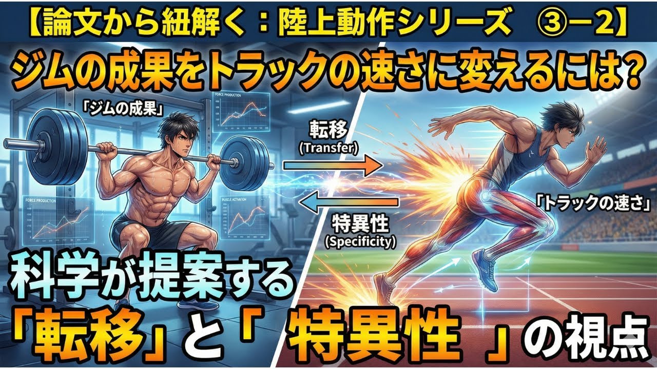 【論文から紐解く：陸上動作シリーズ　③ー２】ジムの成果をトラックの速さに変えるには？科学が提案する「転移」と「特異性」の視点