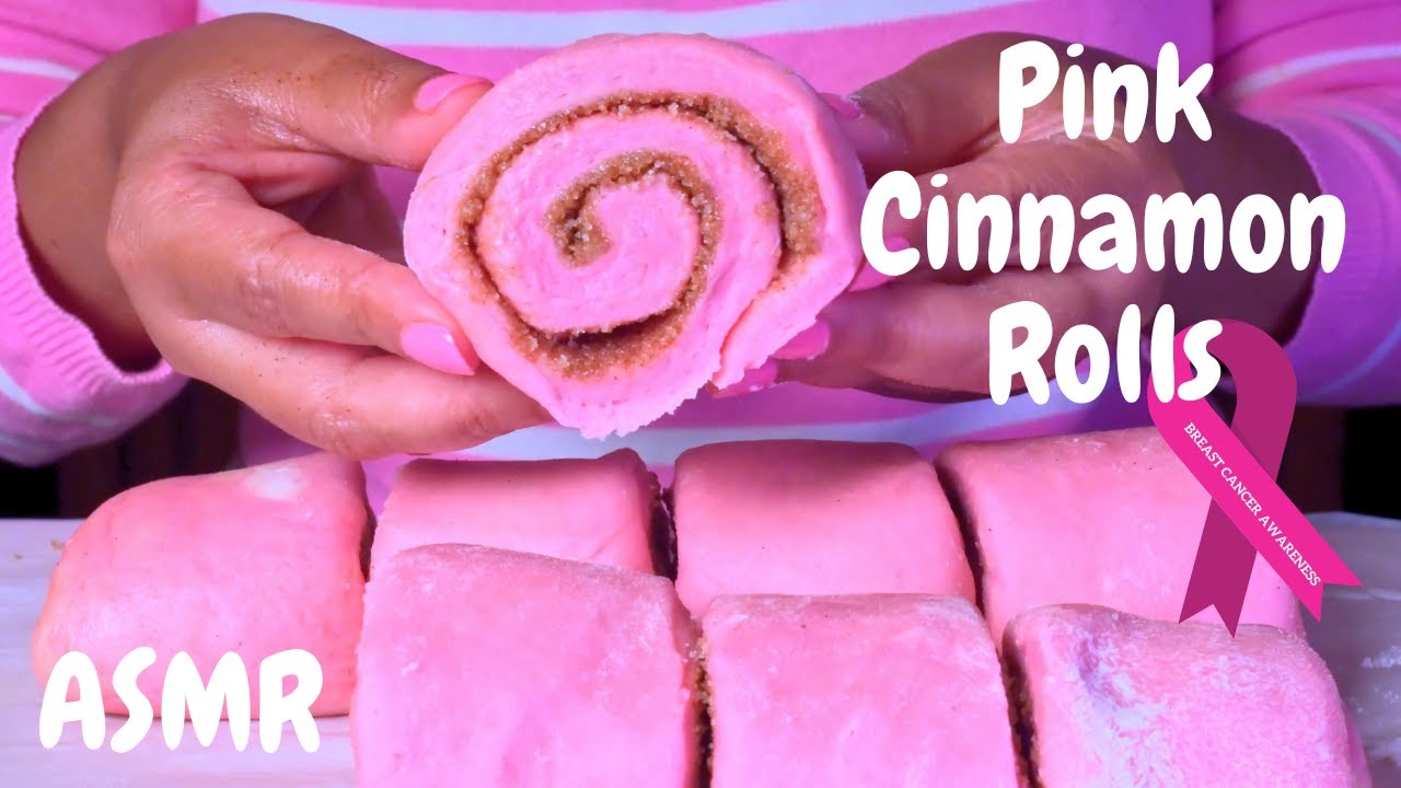 HOMEMADE PINK CINNAMON ROLLS | BREAST CANCER AWARENESS MONTH | RECIPE & EATING SOUNDS |ASMR DESSERT