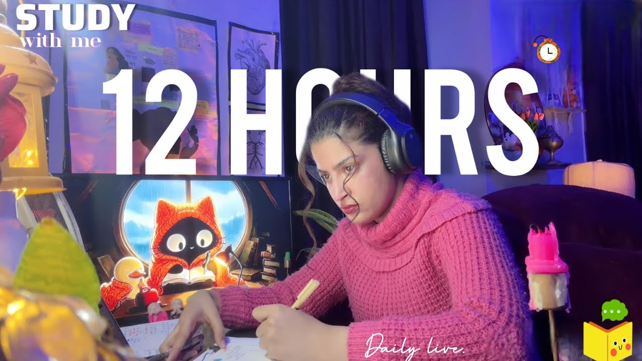 ⭕LIVE|12HOURS⏰🎯|STUDY WITH ME 📚Deep Focus session📈☃️🥶cozy🪵🔥 Fireplace|🟤🧸brown noise Ambience |NEETPG