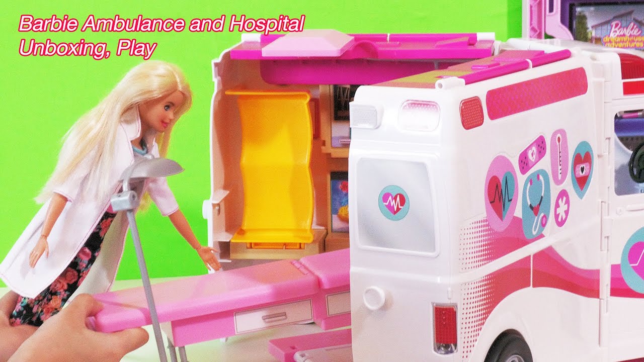 Barbie Ambulance and Hospital. Unboxing ambulance car and Play. Toys For Kids