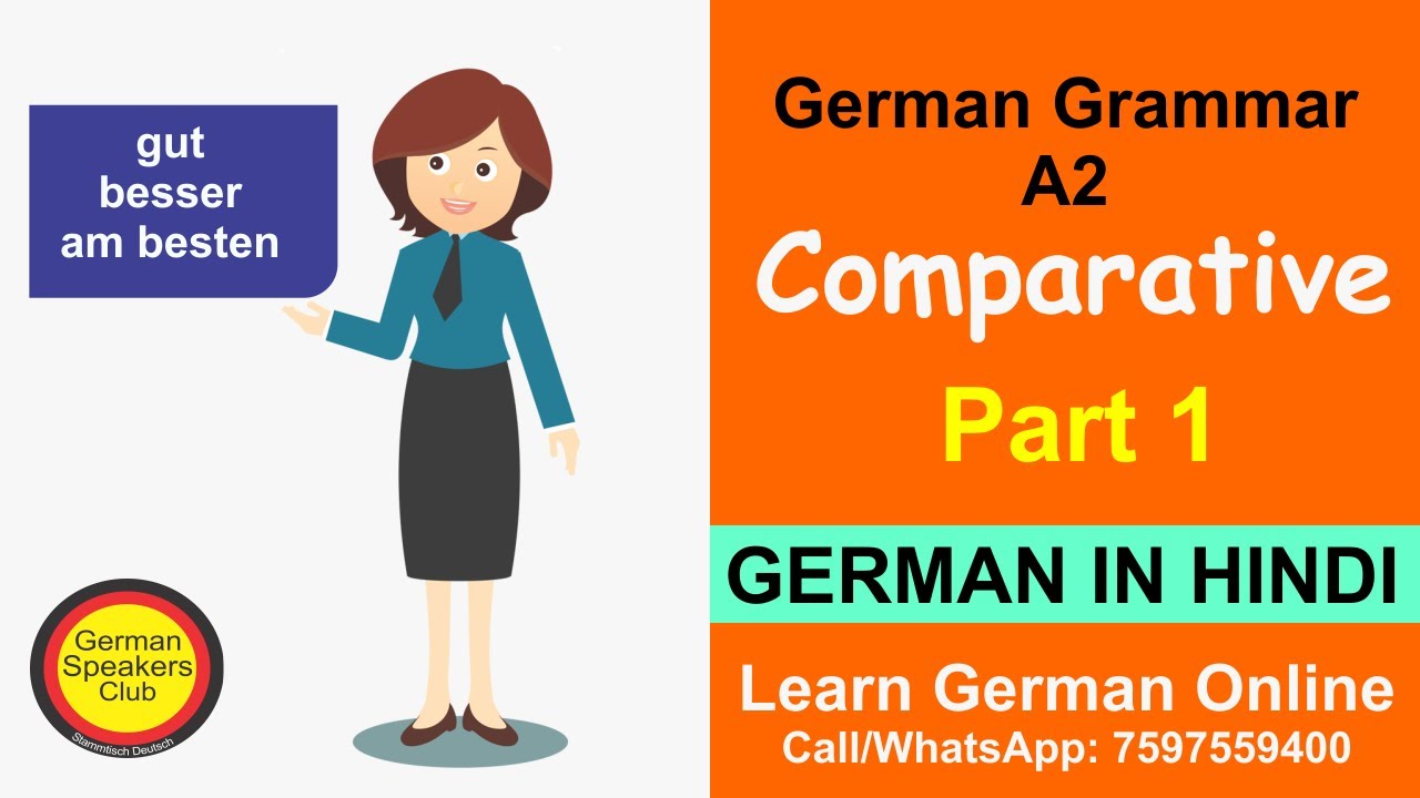 Comparative in German | Part 1 | German Grammar in Hindi | German  for beginners | A2 | Learn German