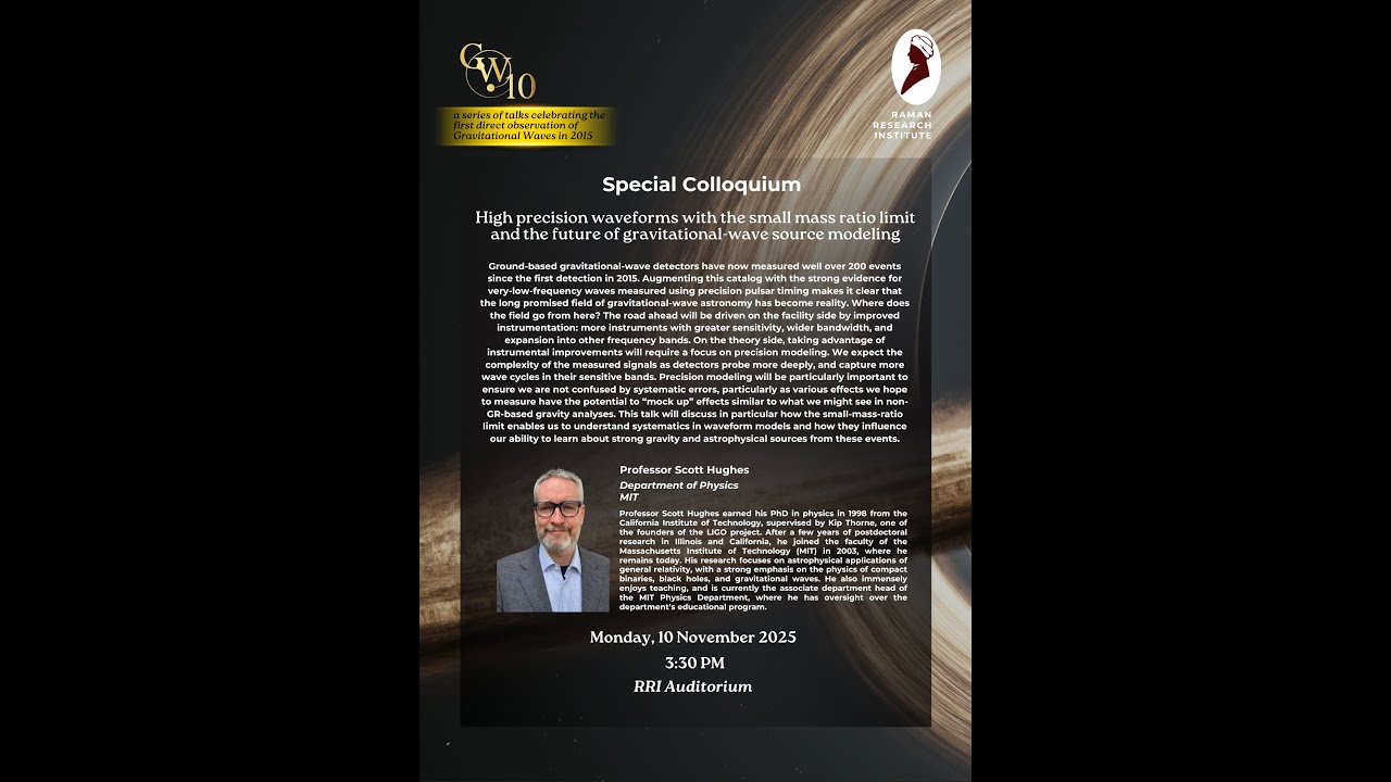 Special Colloquium by Professor Scott A. Hughes