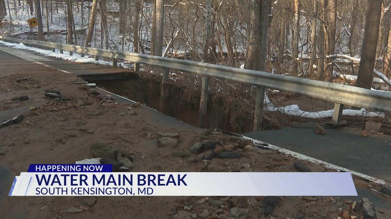 Water main breaks in Montgomery County, causes road damage, closures