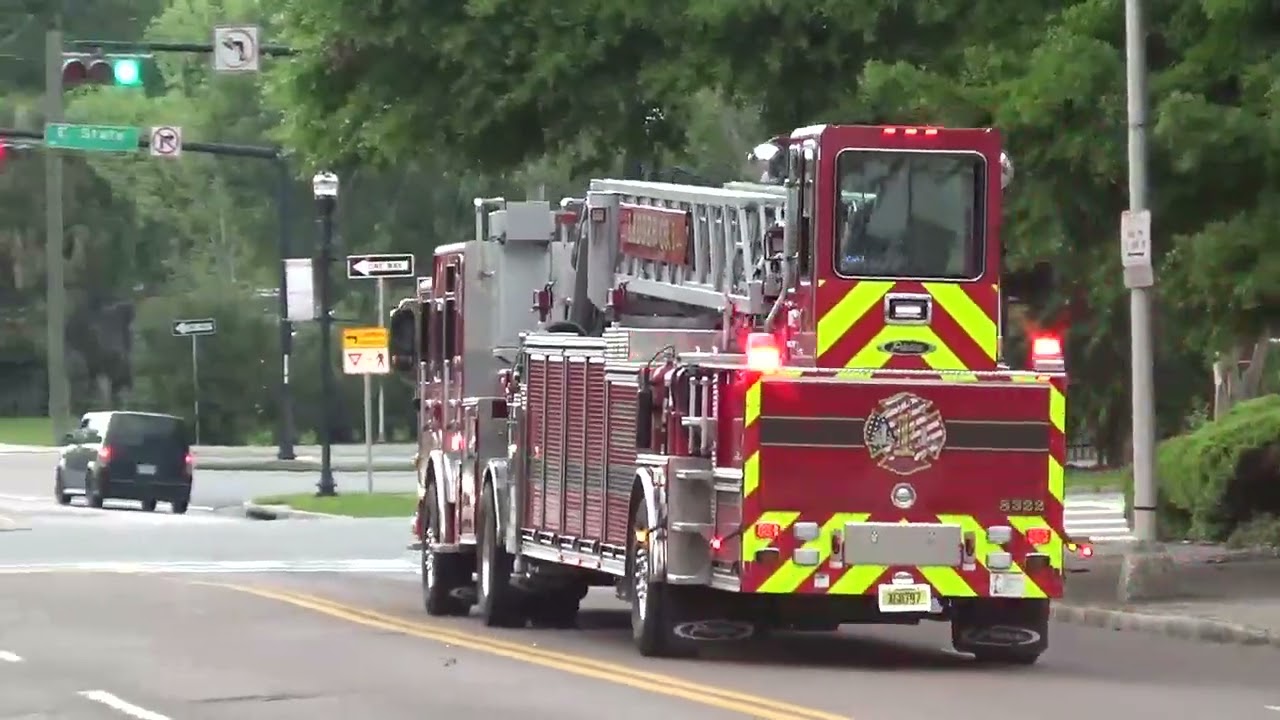 Compilation of Jacksonville Fire Rescue trucks Responding from Station 1