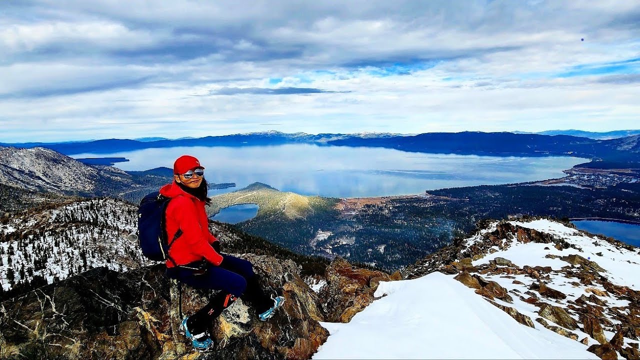 [4K] Stunning Lake Tahoe views from MT TALLAC SUMMIT 12/17/2023