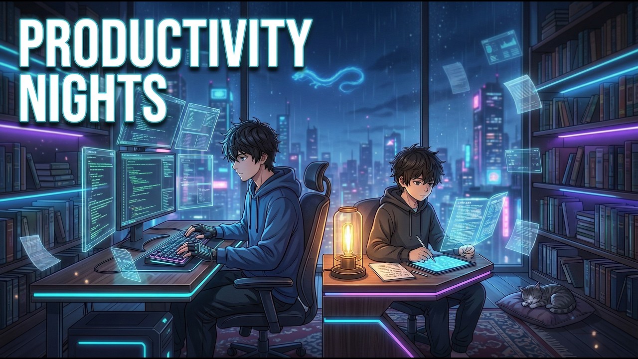 Midnight Productivity 📚 Cyberpunk Study & Work Session | Lofi Focus Ambience