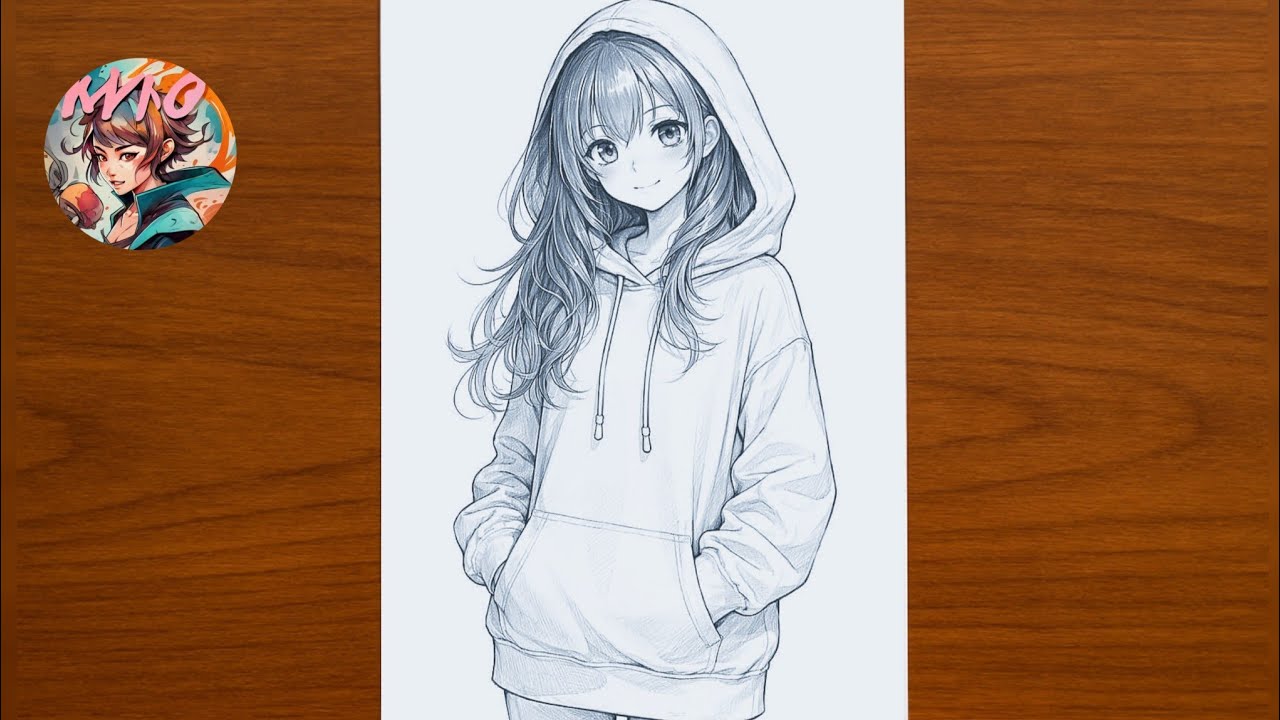 How to Draw Anime Girl | Easy Sketch Tutorial step by step | Cute Anime girl with Pikachu Hoodie