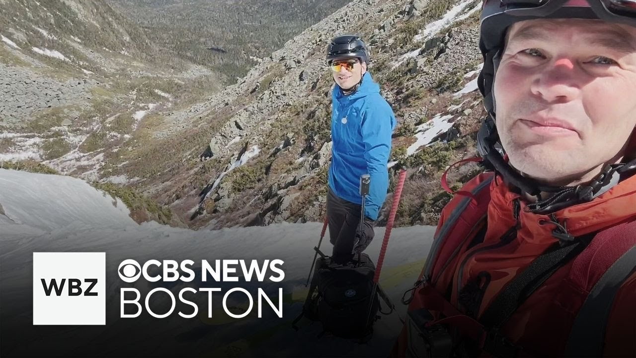 WBZ-TV anchor skis down treacherous Tuckerman Ravine in New Hampshire