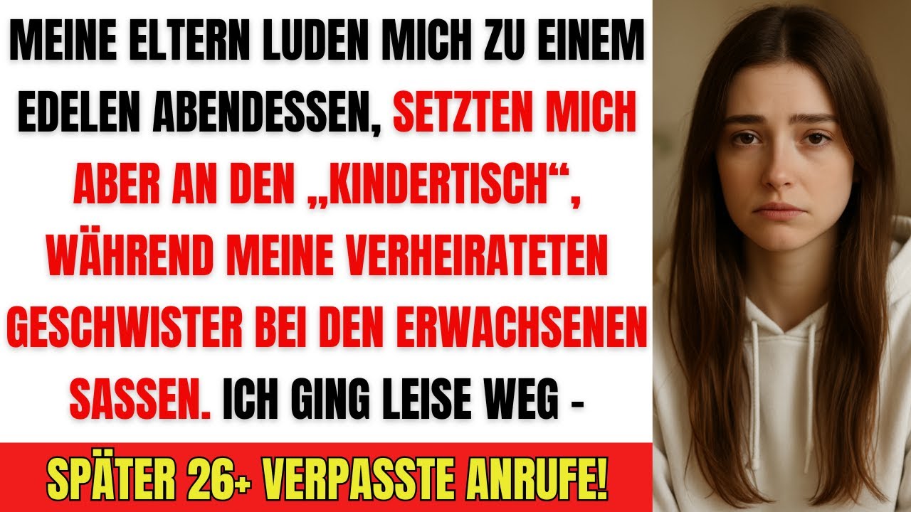 Meine Eltern luden mich zu einem eleganten Abendessen ein – und setzten mich an den Kindertisch