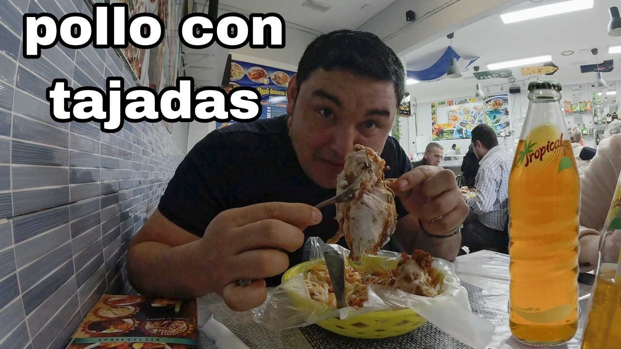 COMIENDO POLLO CON TAJADAS EN  PUENTE VALLECAS MADRID