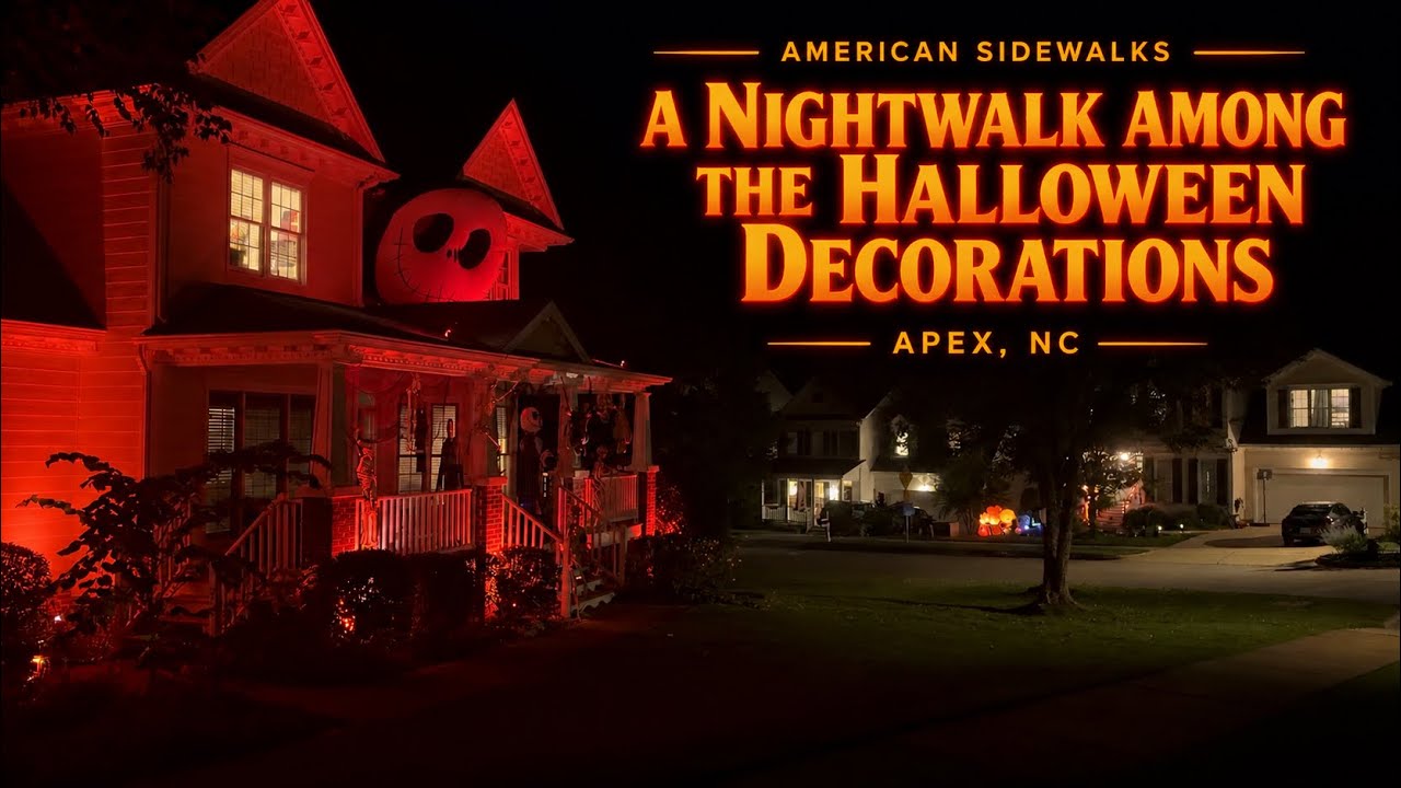 4K Night Walk 🎃 | American Neighborhoods Are Getting Ready for Halloween! 🇺🇸 