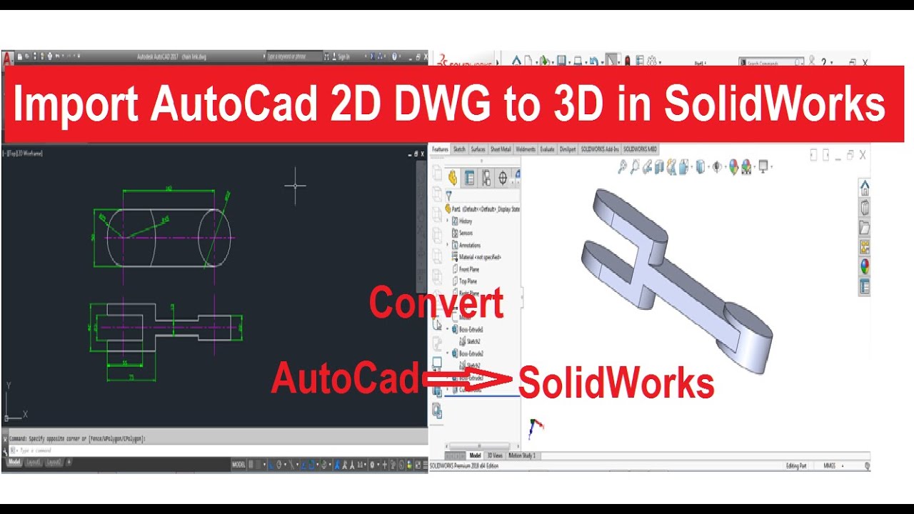 Importing AUTOCAD DWG/DXF Files Into SOLIDWORKS |Convert 2D DWG to 3D in SolidWorks| Hindi | Autocad