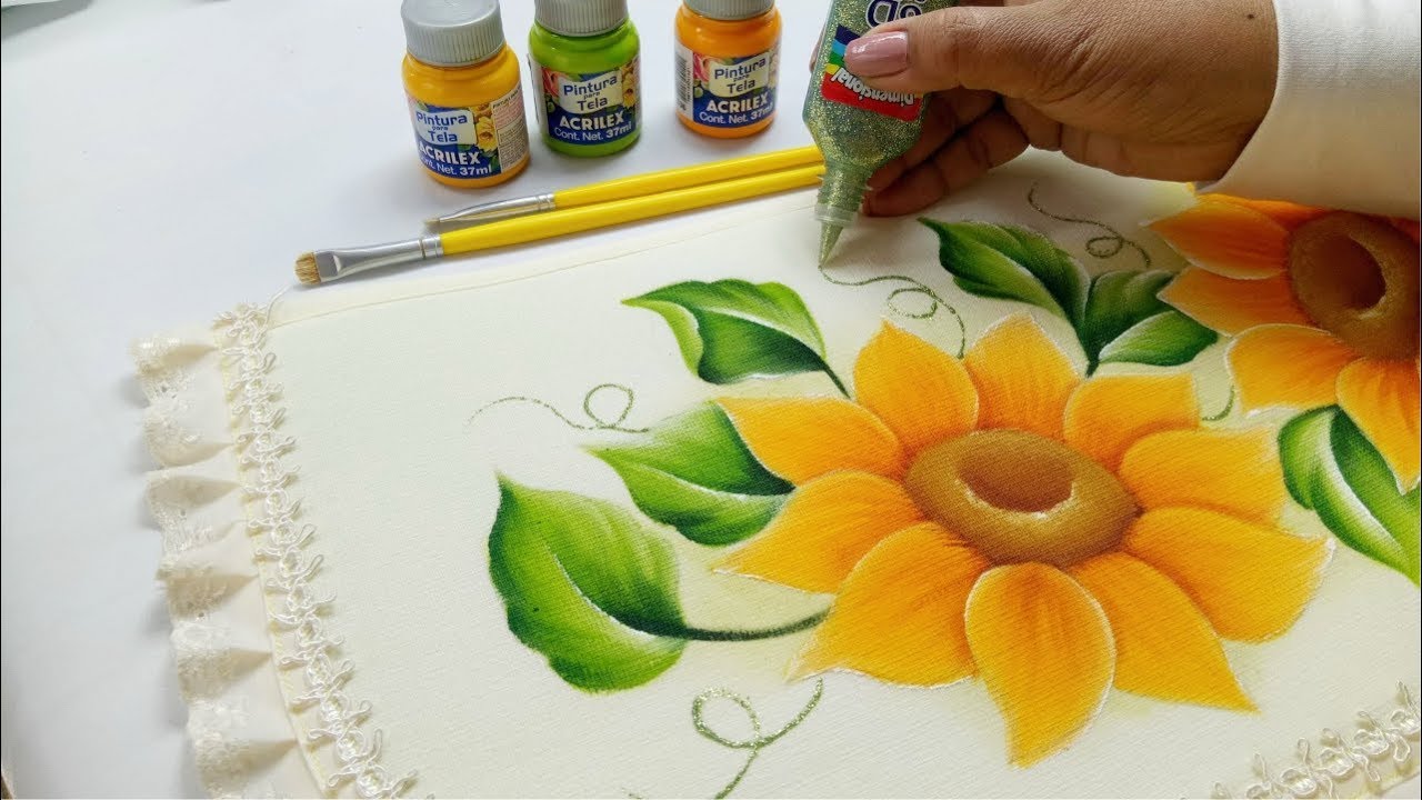 Tutorial De Pintura Como Pintar Girasoles / How To Paint Sunflowers / Como Pintar Girassóis
