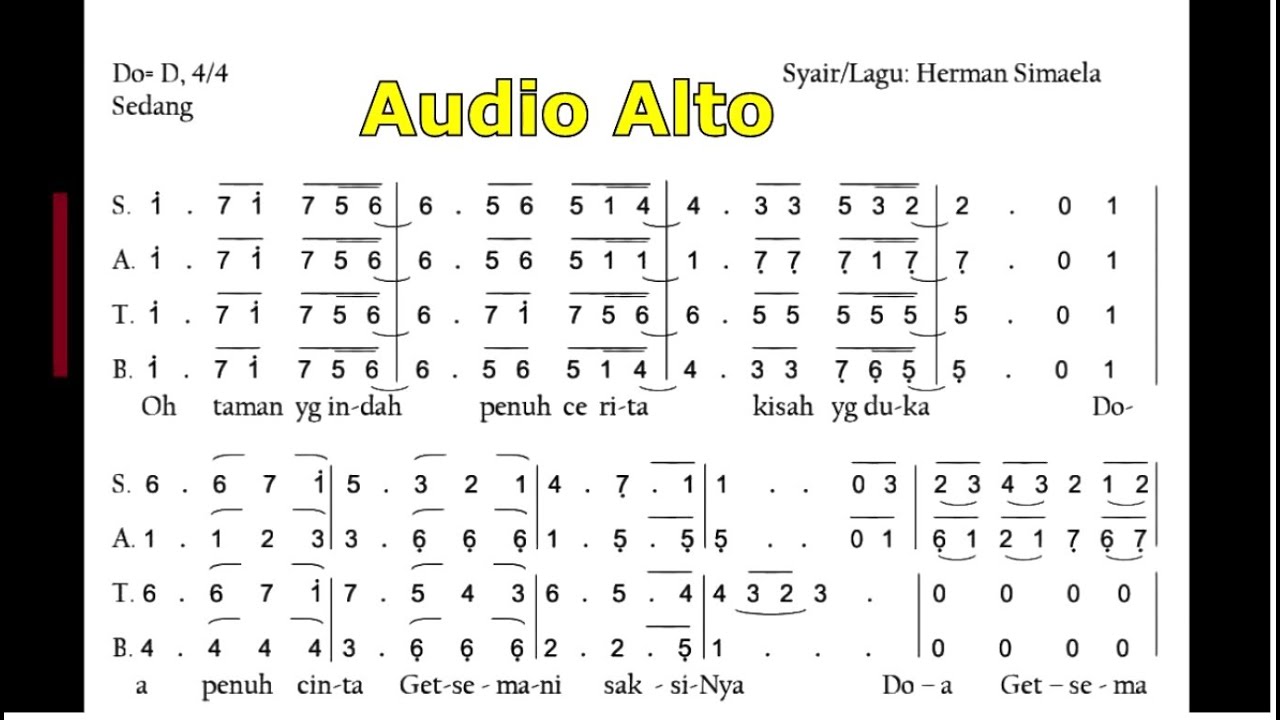 Lagu Paskah || Audio Alto || Doa Getsemani || Cipt. Herman Simaela || Baca Not Angka
