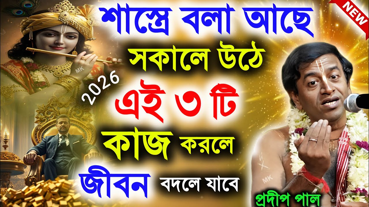 সকালে উঠে এই তিনটি কাজ করলে জীবন বদলে যাবে ! প্রদীপ পালের নতুন কীর্তন ! pradip pal kirtan 2026