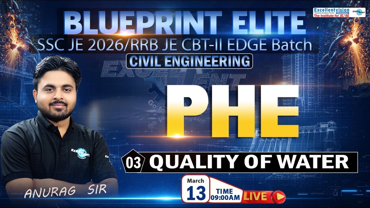 L-03 || Quality Of Water || PHE ||SSC JE PRE 2026 /RRB JE CBT-02 || Practice batch #sscje  @09:00am