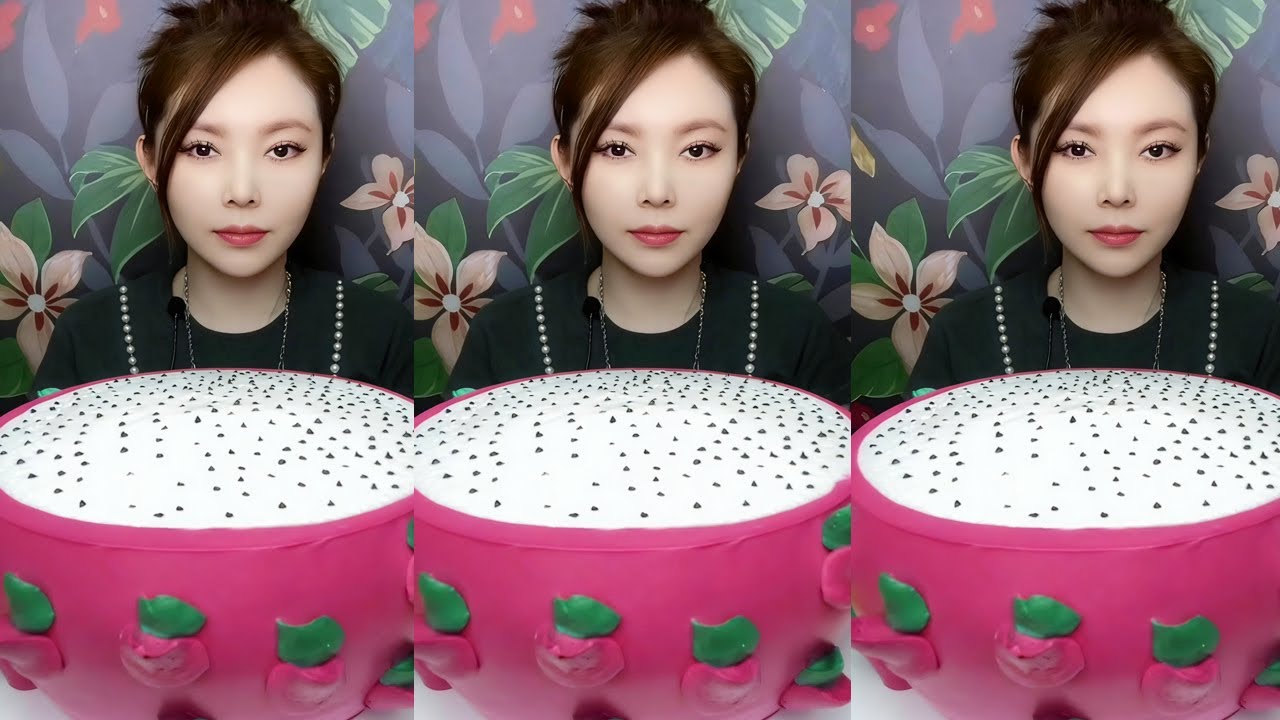 Asmr🍰Dragon Fruit Cream Cake🍰 (Soft And Waxy Sound) 크림丨먹방丨Mukbang丨Satisfying丨Eatings