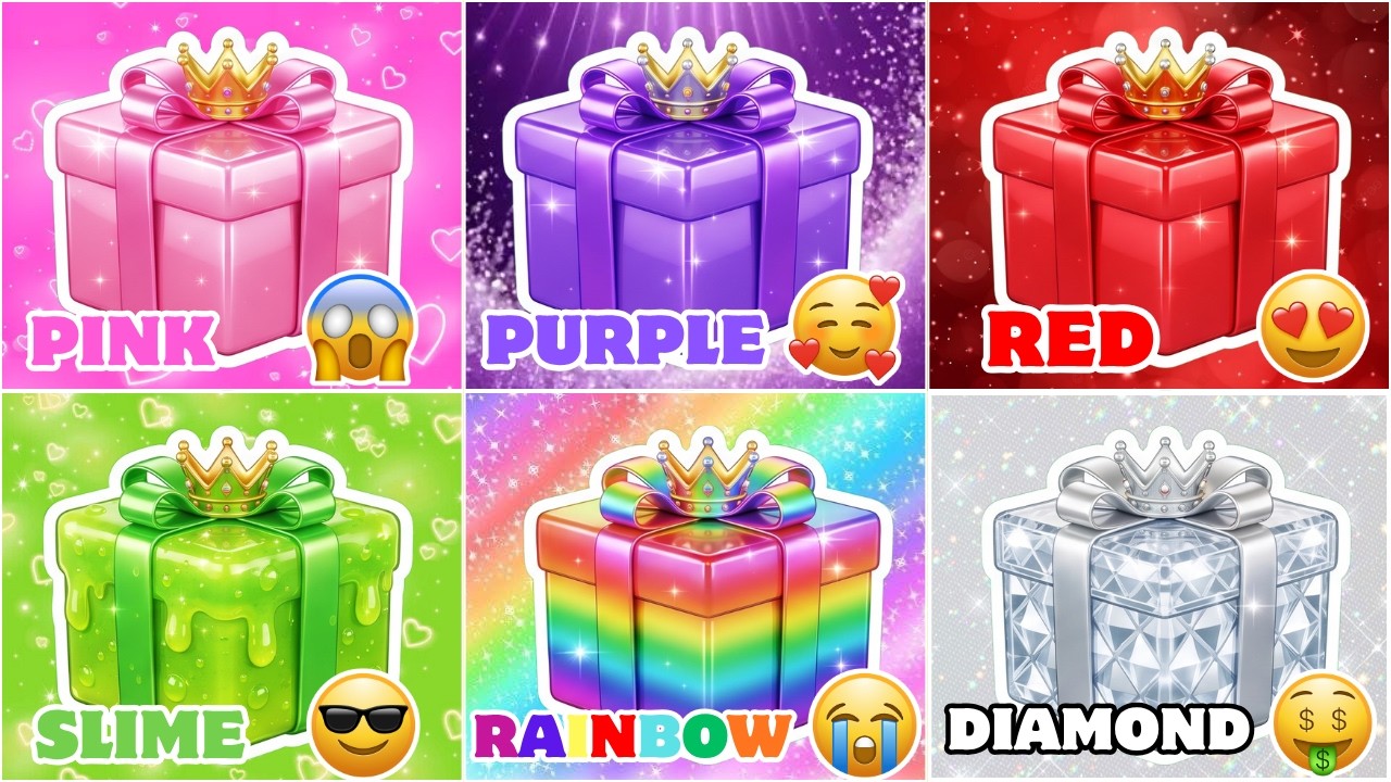 Выбери ПОДАРОЧНУЮ коробку..!🎁💖Розовая, 💜 Фиолетовая, ❤️Красная, 💚Слайм, 🌈Радужная или 💎 Бриллиант...