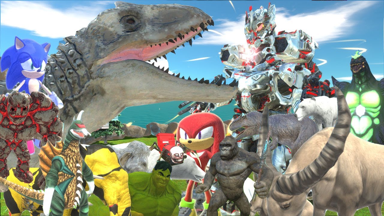 EPIC MONSTER BATTLE! MECHA GODZILLA vs INDOMINUS Dinosaurs Animals Size Animal Epic Battle 🚂 | ARBS