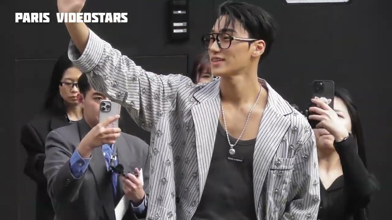 SAN ATEEZ salutes italian fans after the show Dolce Gabbana Milan 28 february 2026 Fashion Week