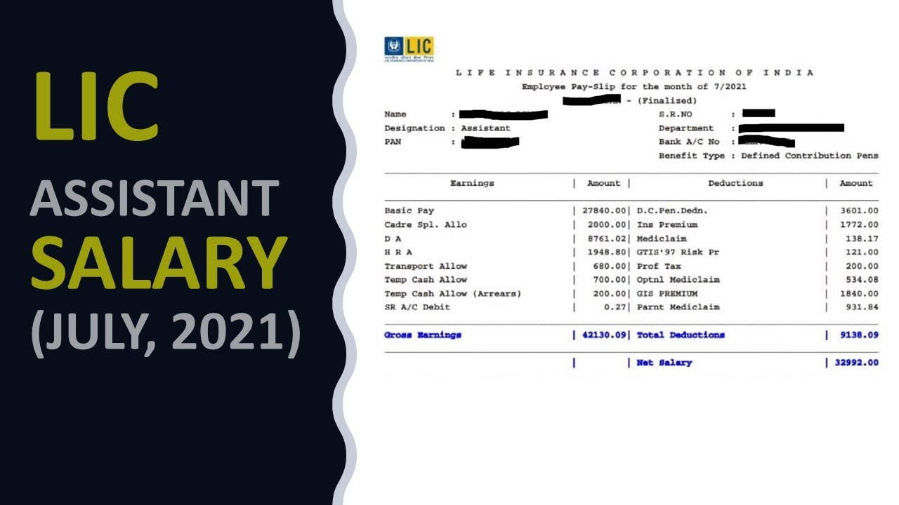 LIC ASSISTANT 2021 NEW SALARY SLIP (JULY,2021) || IN-HAND SALARY