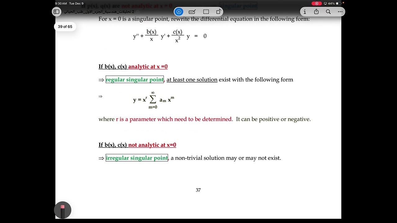 Solution of differential equation by power series-part (2)