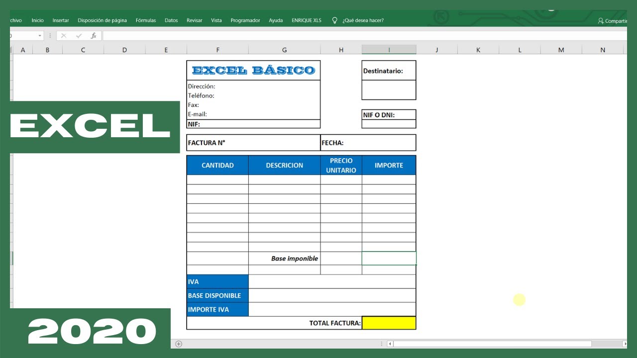 COMO HACER UNA FACTURA EN EXCEL PASO A PASO