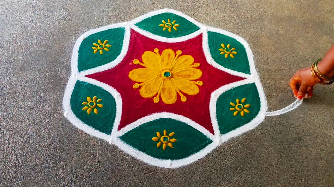 5×3 simple rangoli design 🙏❤️❤️❤️❤️