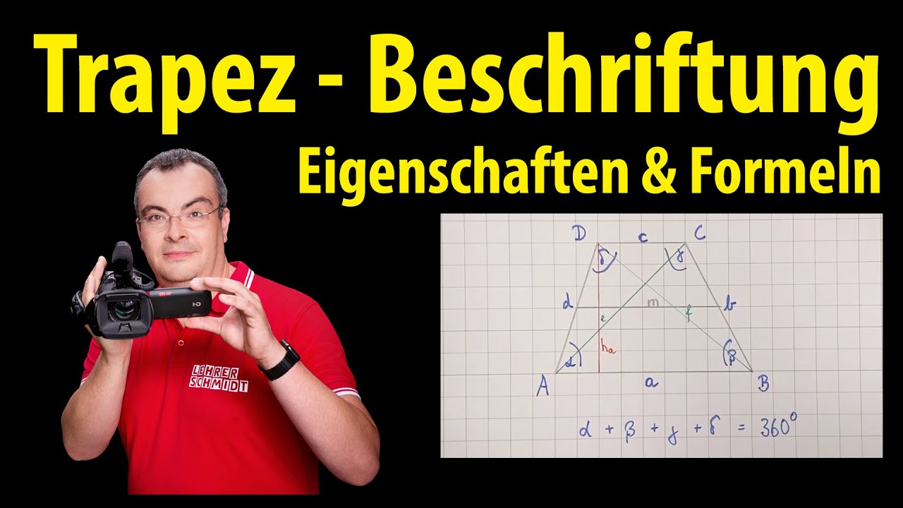 Trapez - Beschriftung & Eigenschaften und Formeln | Lehrerschmidt
