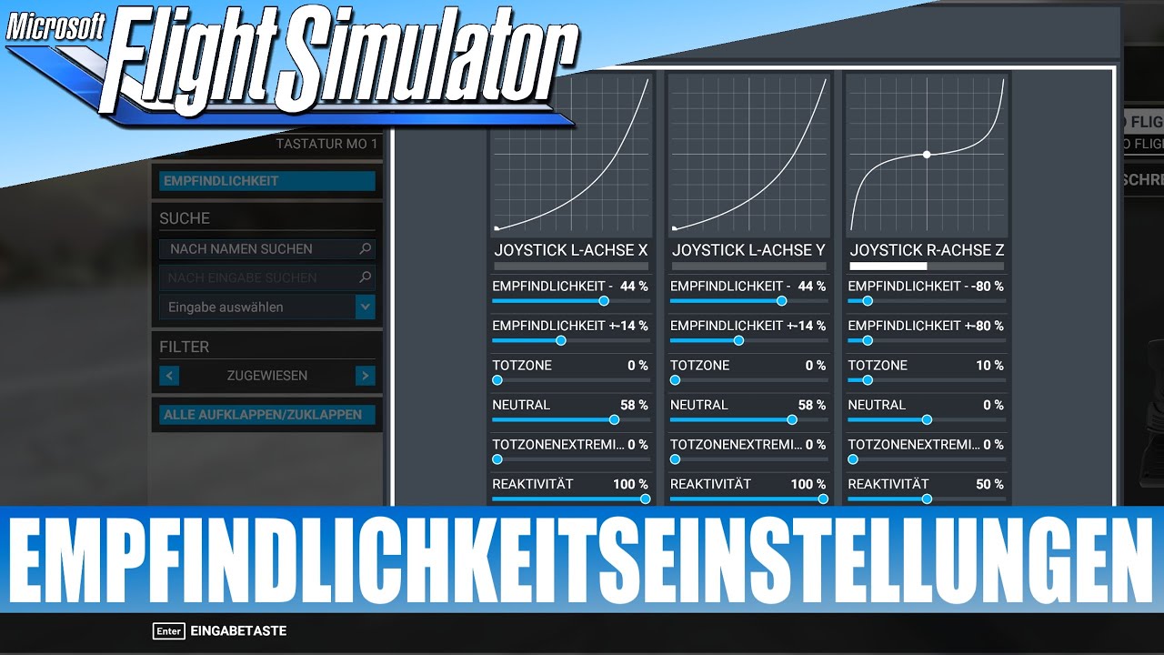 Empfindlichkeitseinstellungen / Neuer Parameter Reaktivität ★ Microsoft FLIGHT SIMULATOR