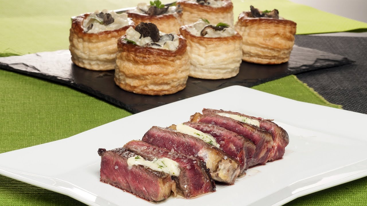 VOLOVANES de cardo trufado y ENTRECOT maître d´Hôtel - Menú gourmet de Bruno Oteiza