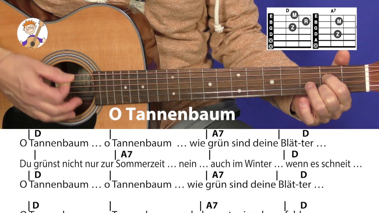 O Tannenbaum, Weihnachtslied mit Akkorden & Text für Gitarre zum direkten Mitspielen!