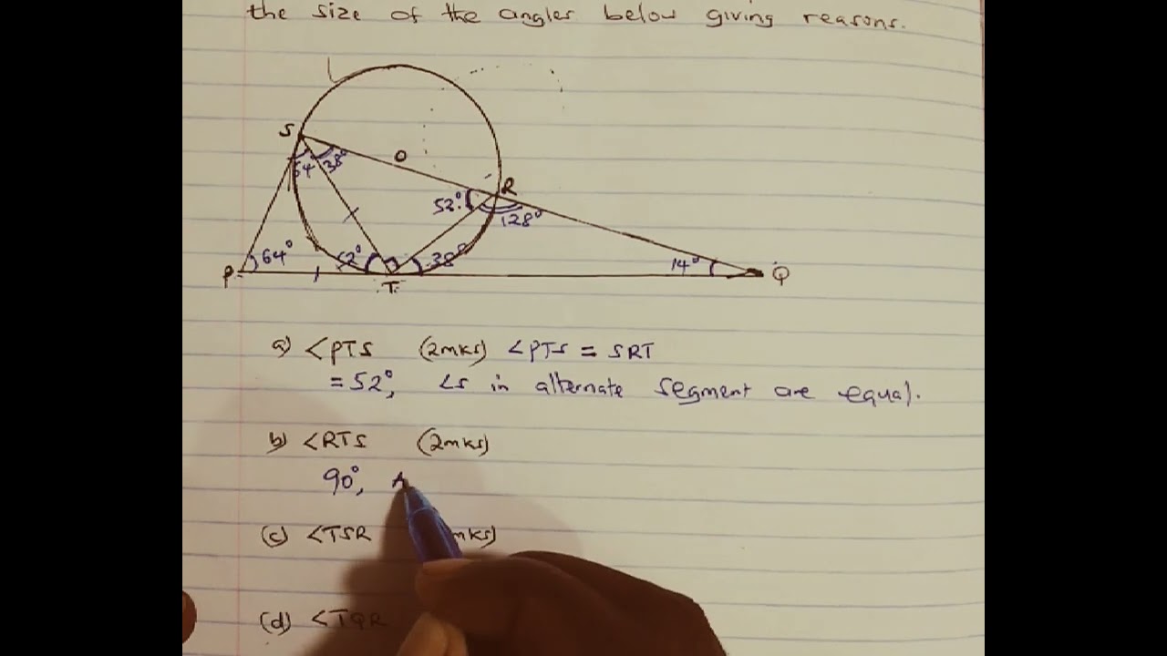 Form 2 maths.Angle properties of a circle. (10MARKS)