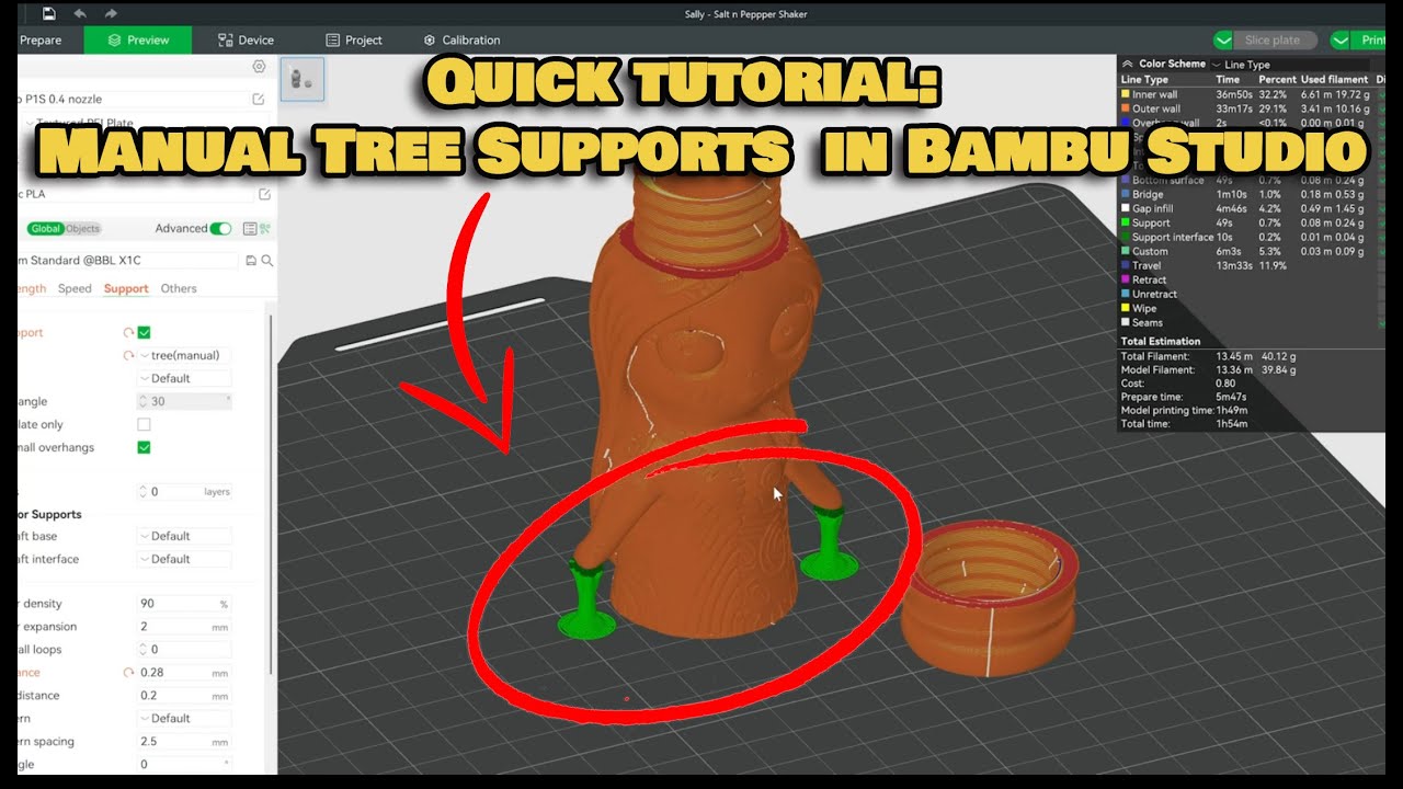How to Add Manual Tree Supports to 3D prints in Bambu Studio-Quick tutorial