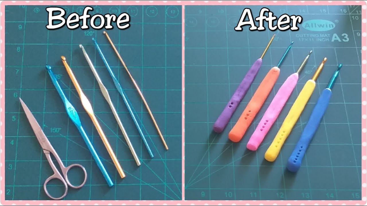 How to make air dry clay handles for crochet hook |  Air dry clay diy |