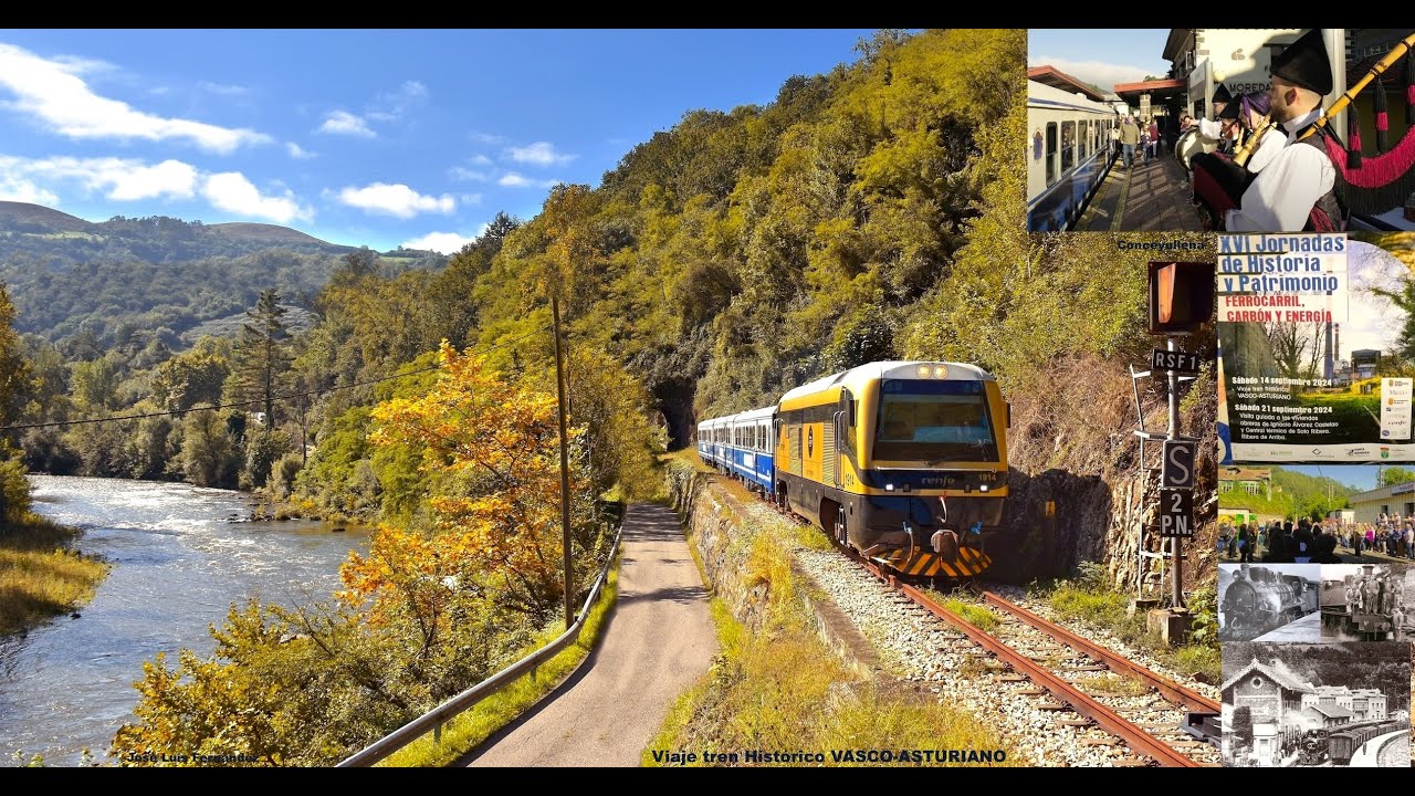 Trenes FEVE   Viaje Tren Histórico Vasco Asturiano 14-9-2024  Asociación Santa Bárbara 🚂🛤
