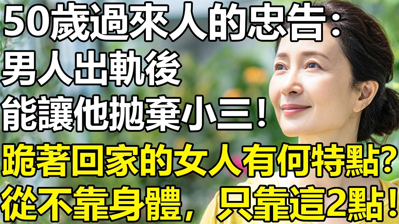 男人出軌後，還能讓他拋棄小三！跪求原諒的女人有何特點？50歲過來人的忠告：這樣的女人從不靠身體，只靠這2點！【養老|情感|孩子|夫妻|生活|故事】