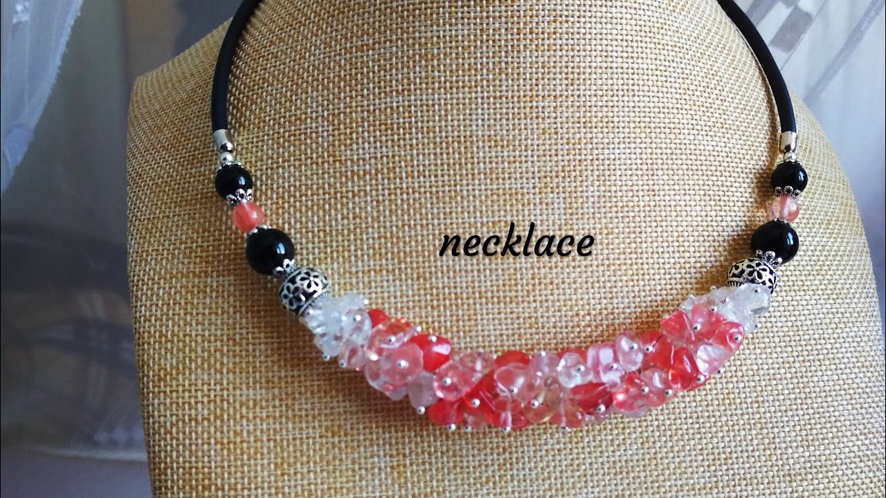 Necklace. DIY. Сборка колье с силиконовым шнуром