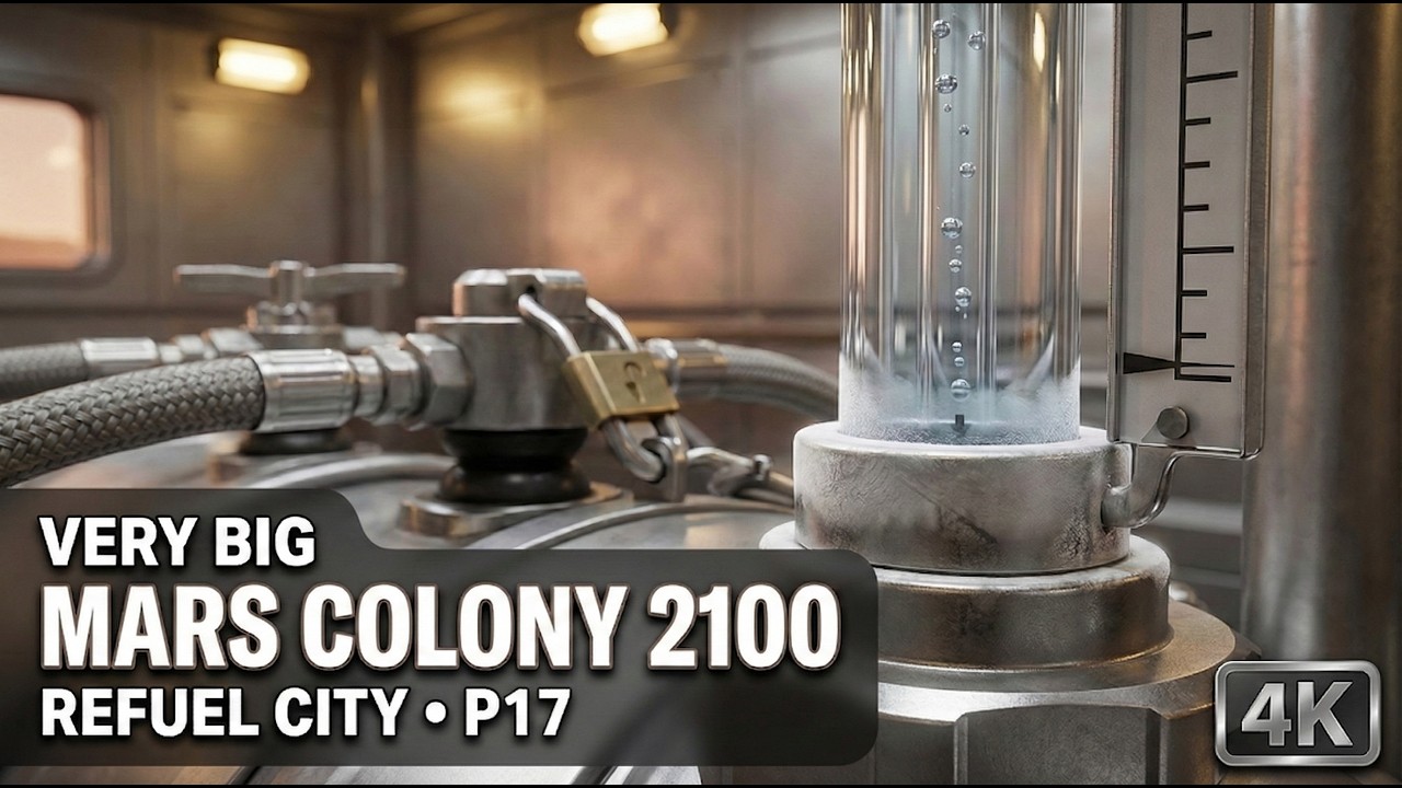 The Methane Loop & Refuel City (4K) — Mars Colony 2100 • P17 | No Talking Ambience
