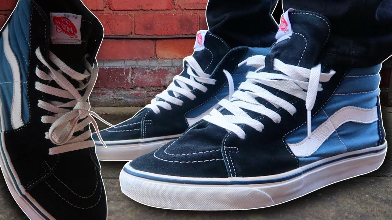 How To Lace Vans Sk8 Hi (3 Ways w/ ON FEET) | BEST ON YOUTUBE!