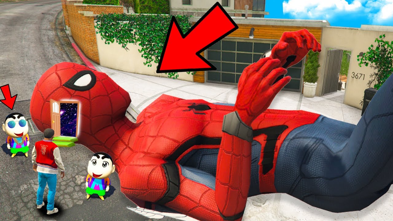 GTA 5: Shinchan & Franklin Enter Inside SPIDERMAN'S HEAD In GTA 5! (GTA 5 mods)